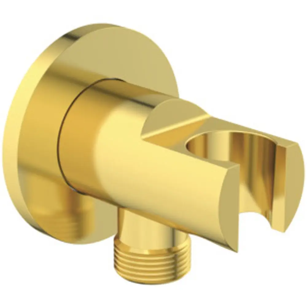 Wandhalter aus Metall mit Goldfinish, designed von Ideal Standard, zur Befestigung eines Handbrause- und Brauseschlauchs, G1/2 Anschluss.